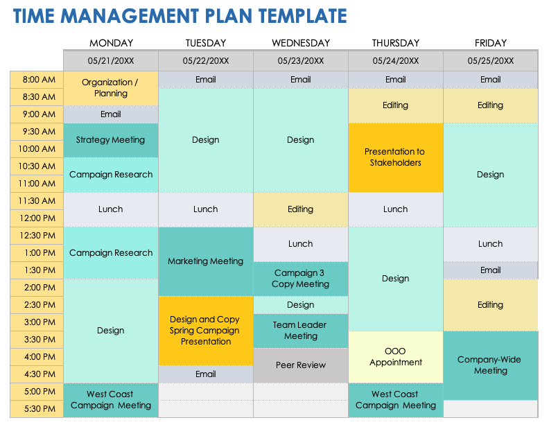 Free Time Management Templates Smartsheet Worksheets Library
