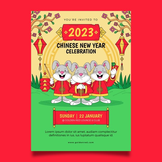 Free Vector Chinese New Year Celebration Invitation Template