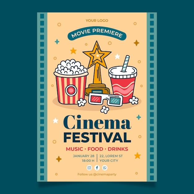 Free Vector Cinema And Movie Festival Invitation Template