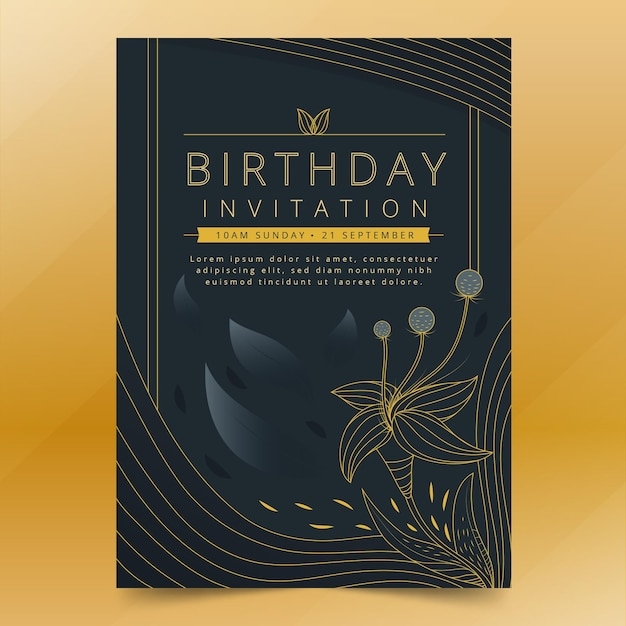 Free Vector Elegant Birthday Invitation Template