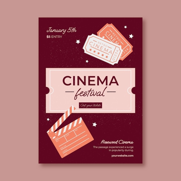 Free Vector Flat Cinema Festival Invitation Template