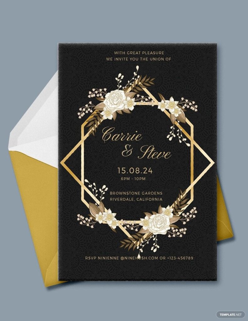 Free White And Gold Wedding Invitation Template Download In Word