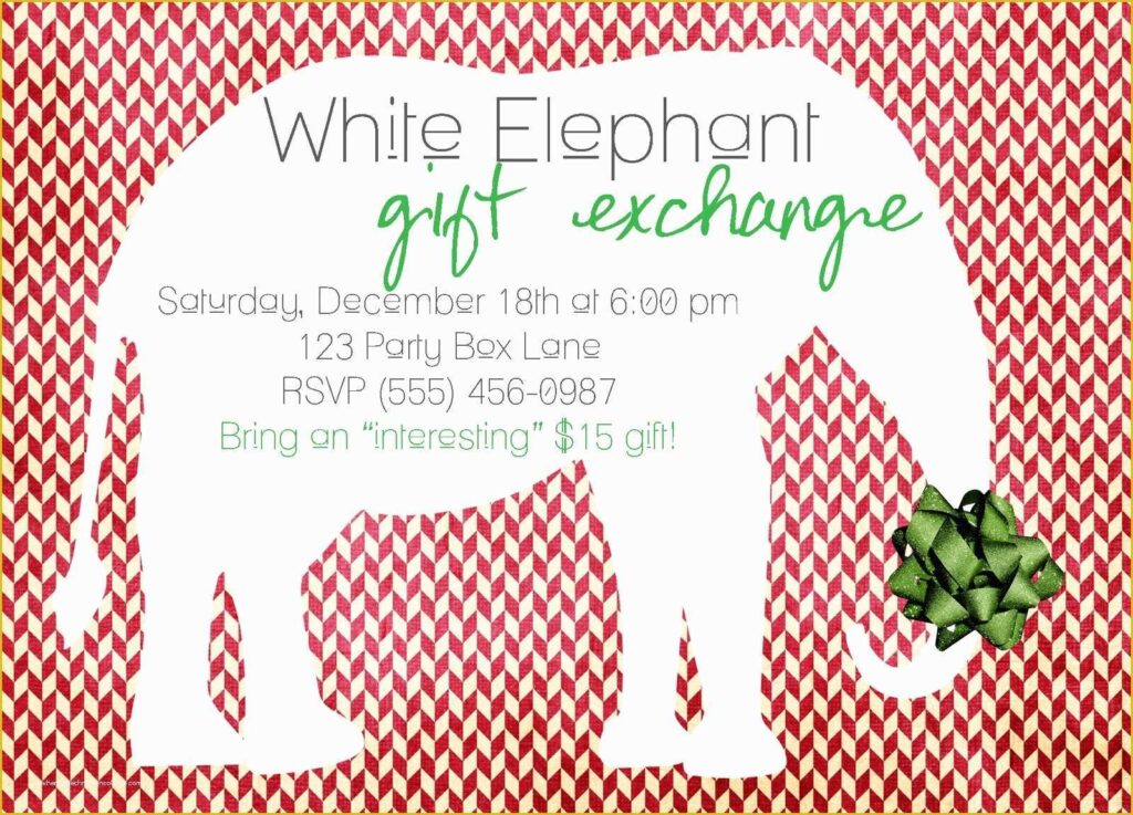 Free White Elephant Party Invitation Template Of White Elephant Copy