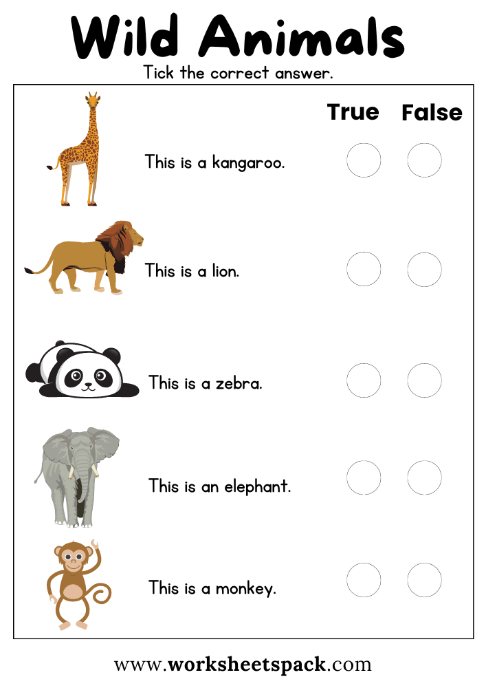Free Wild Animals Worksheets Worksheetspack