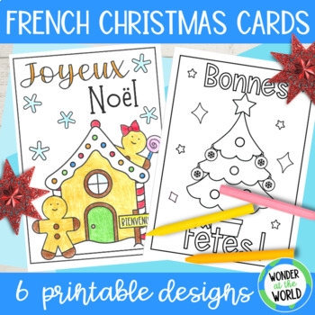 French Christmas Cards To Print And Color By Natural Selection Learning