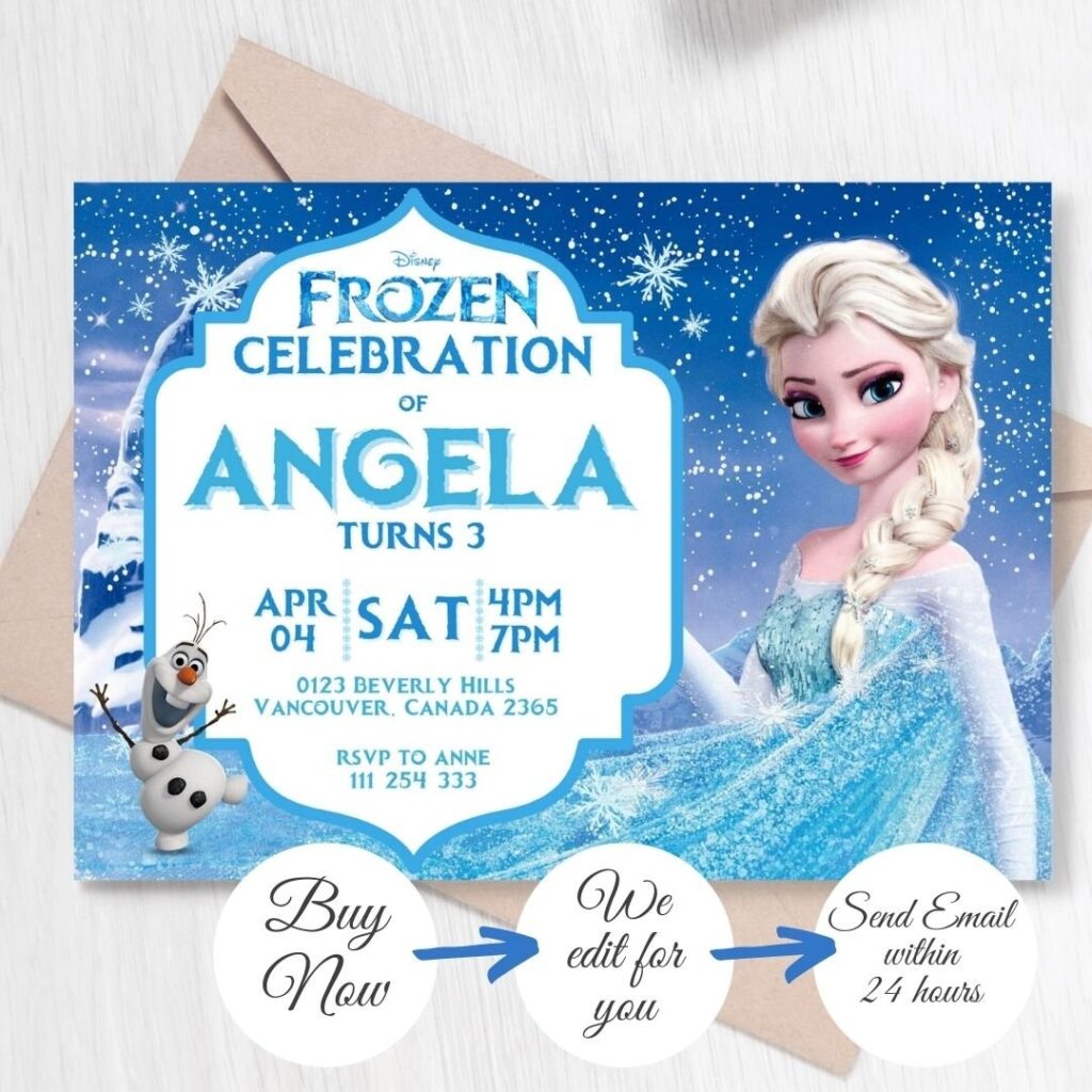 FROZEN Elsa 004 Birthday Template Invitation Customize Design