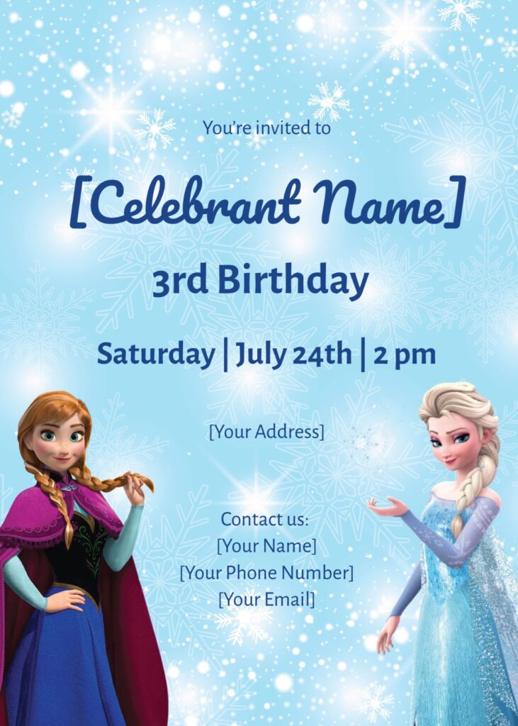 Frozen Elsa Birthday Invitation Templates Edit Online Download