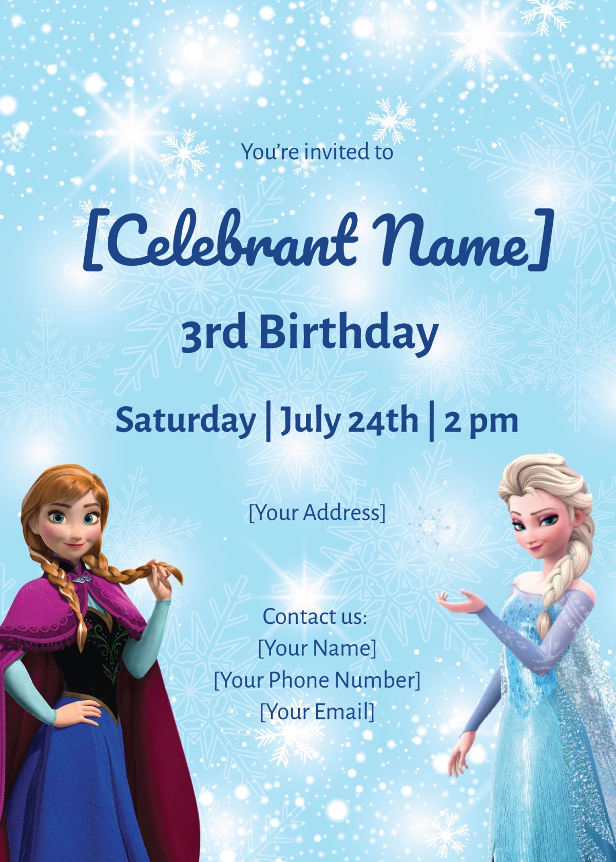 Frozen Elsa Birthday Invitation Templates Edit Online Download 