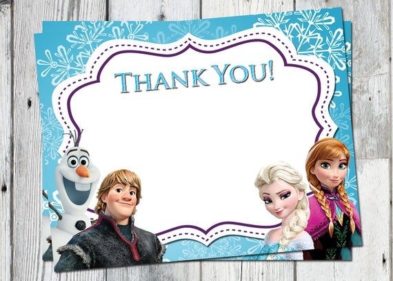 Frozen Thank You Cards Printable Frozen Thank You Card Teal Etsy 
