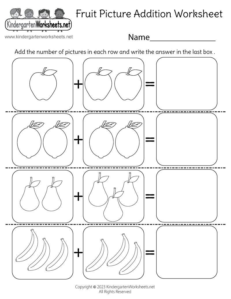 addition kindergarten worksheets