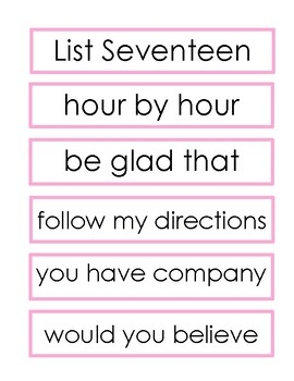 Fry Phrases Flash Cards List Seventeen By Ali Cramblit TpT