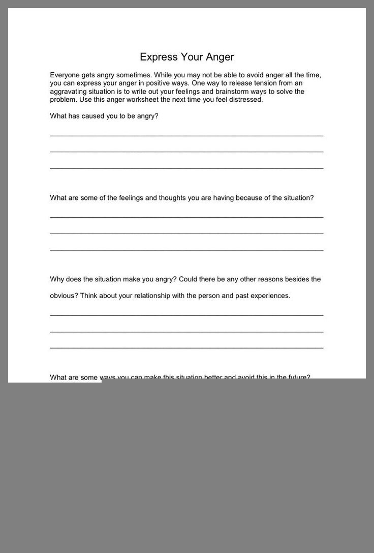anger worksheets for adults