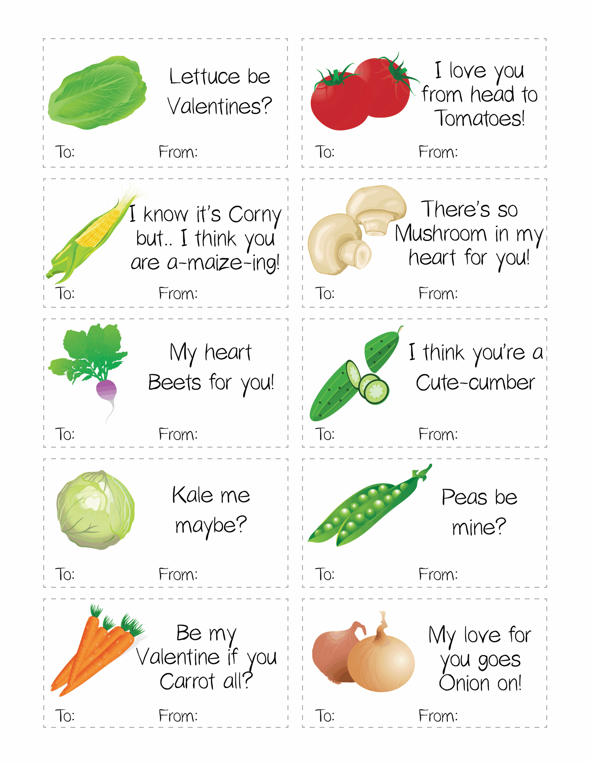 Funny Healthy Fruit Vegetable Valentine 39 s Day Printable Cards