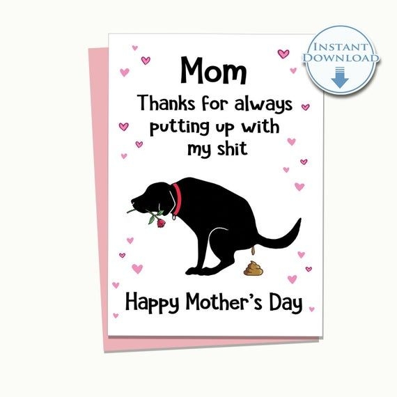 Funny Mothers Day Card Dog Mom Card Printable Mothers Day Etsy Dad 
