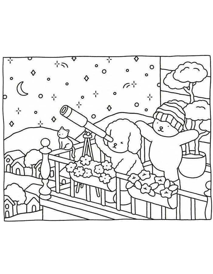Fuzzy Hygge Coloring Pages Free Printable PDF 