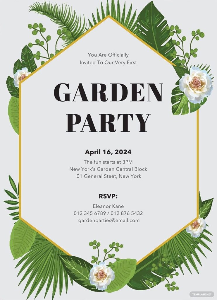 Garden Party Invitation Template In Word Publisher PSD Illustrator