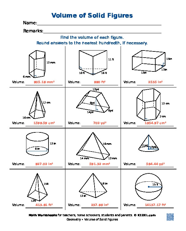 volume of complex figures worksheet