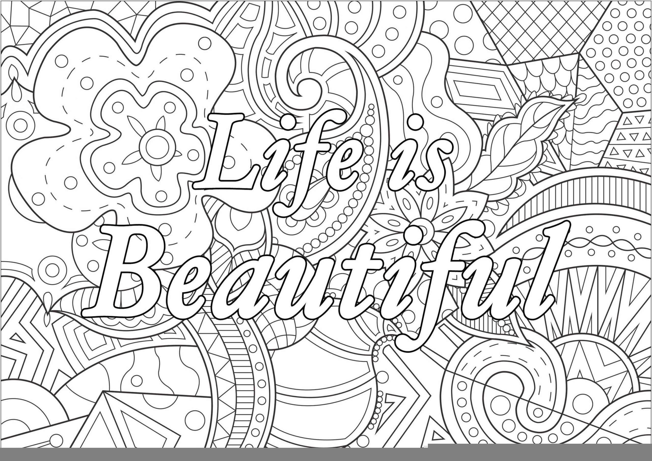 Get This Printable Adult Coloring Pages Quotes Life Is Beautiful