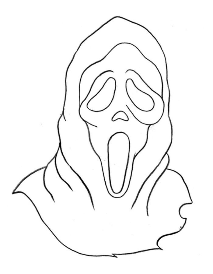 Ghostface Coloring Pages Line Art Projects Hand Art Drawing Face 