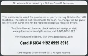 Gift Card Golden Corral Restaurants United States Of America 