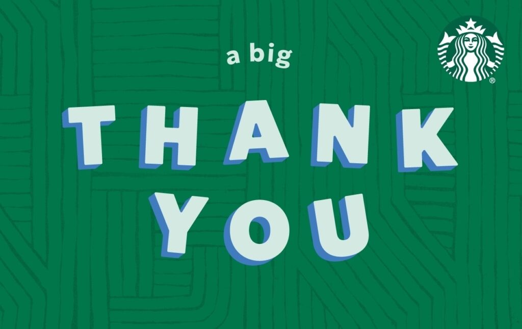 Gift Card Image A Big Thank You With The Words A Big Written In Small