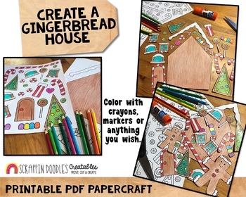 Gingerbread House Craft Printable Christmas Paper Craft Printable PDF