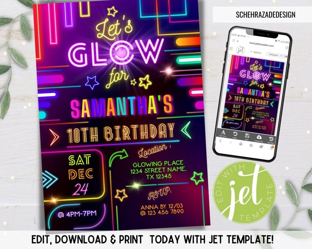 Glow Party Invitation Free Templates Dev onallcylinders