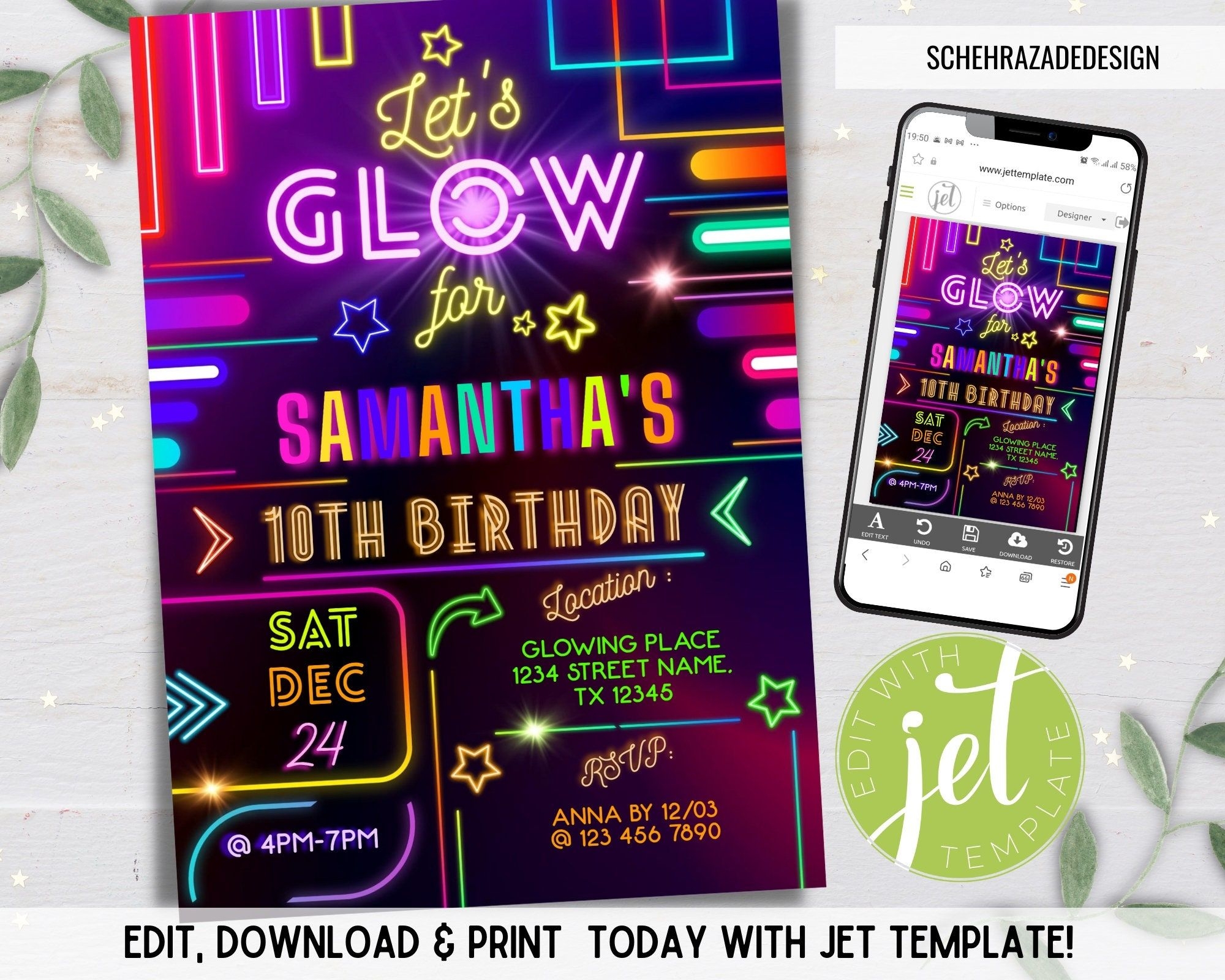 Glow Party Invitation Free Templates Dev onallcylinders