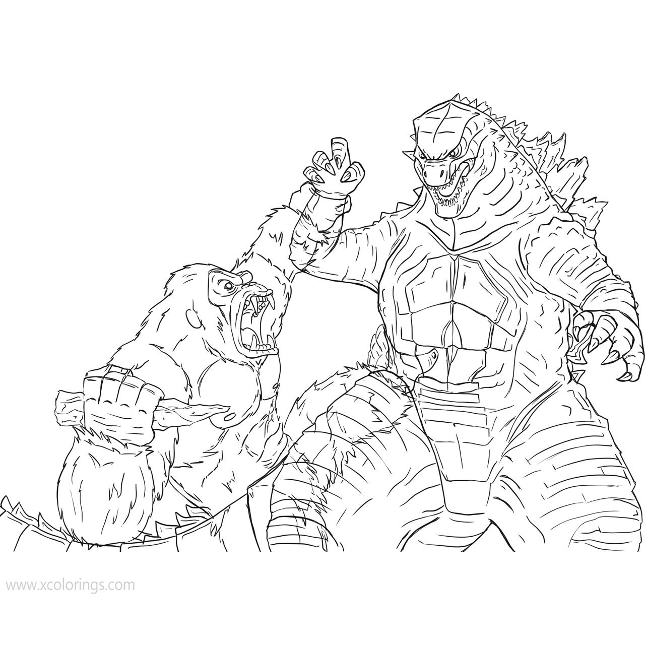 godzilla x kong printable coloring pages