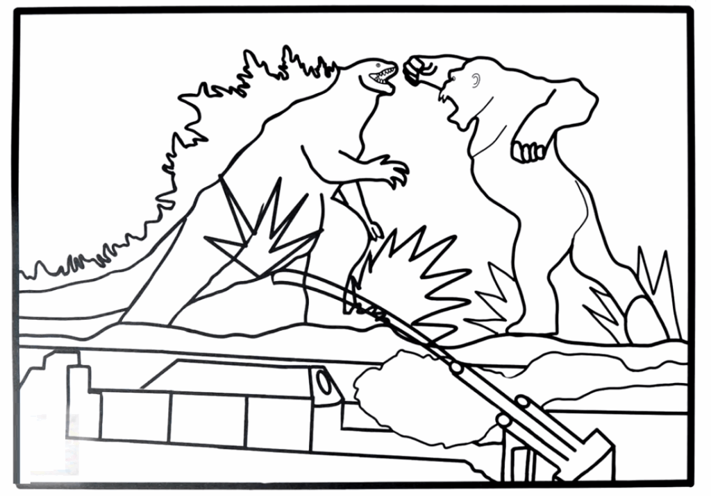 Godzilla Vs Kong Coloring Pages Coloring Home