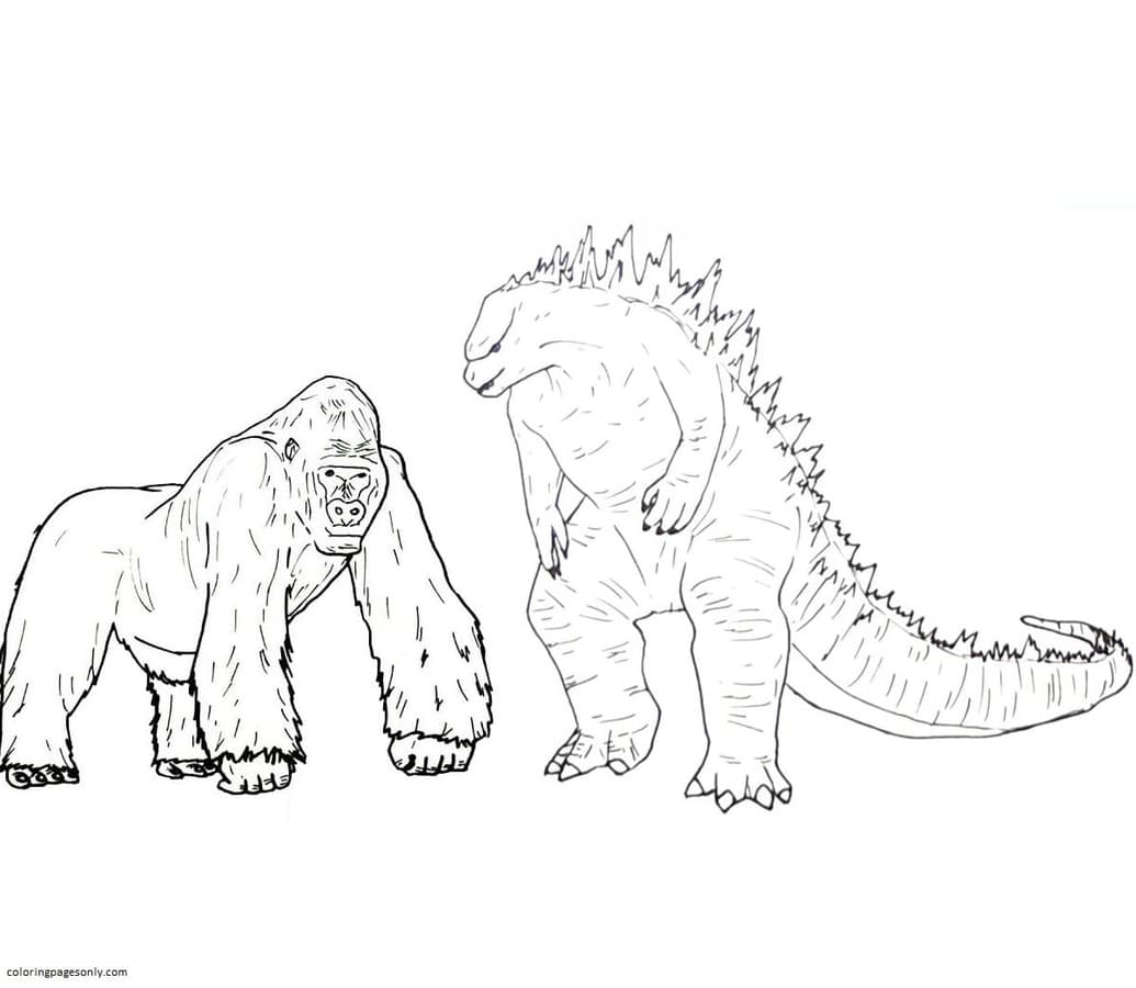 Godzilla Vs Kong Coloring Pages Coloring Home