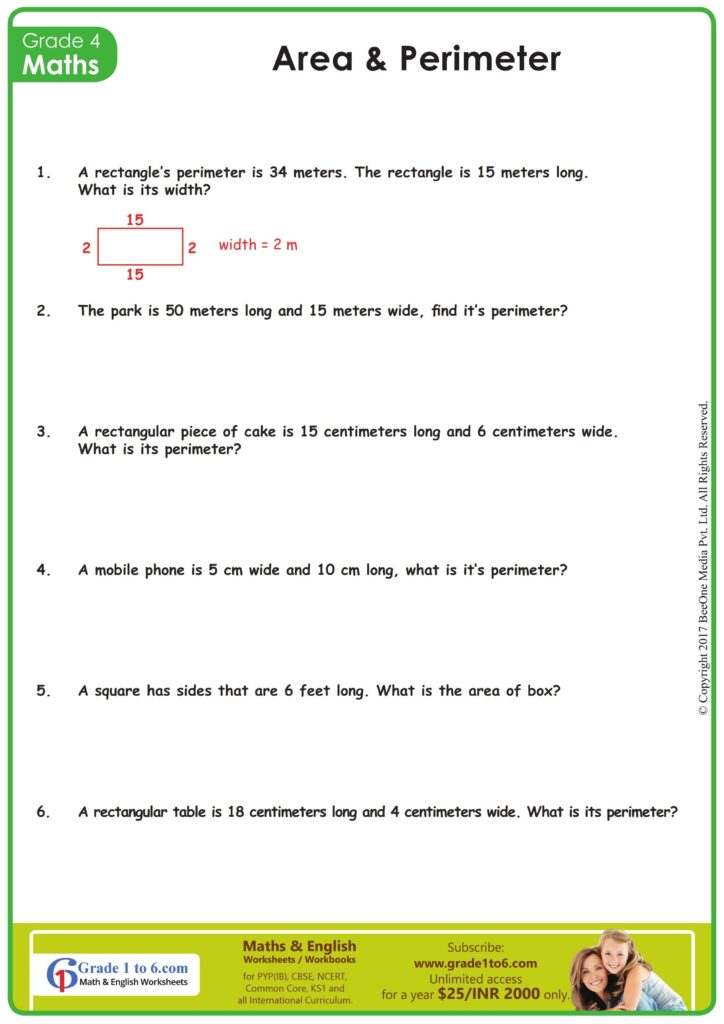 Grade 4 Area Perimeter Word Problems