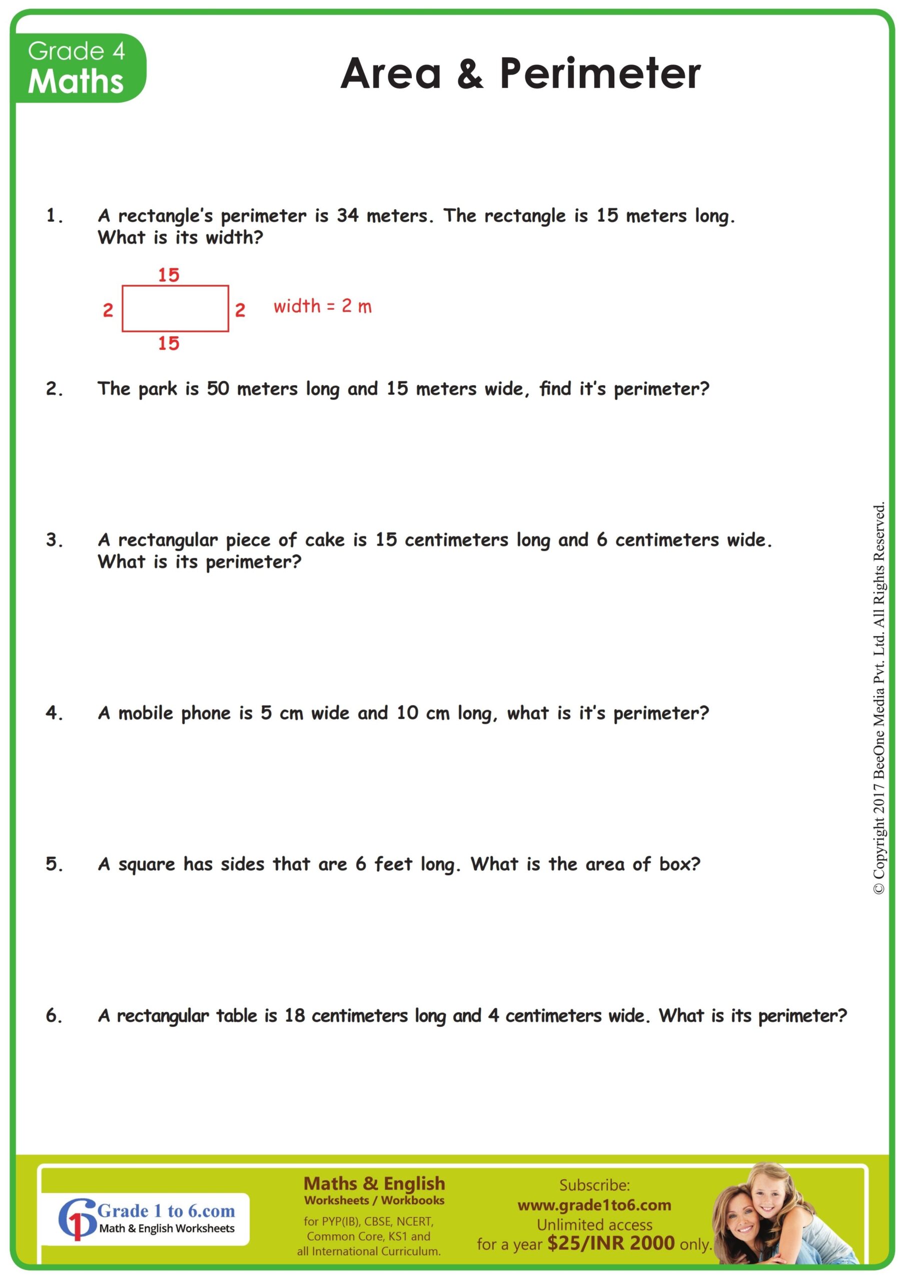 Grade 4 Area Perimeter Word Problems