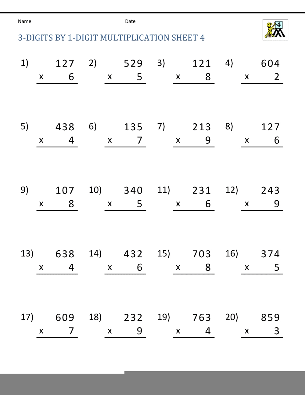 multiplication worksheets grade 4 pdf