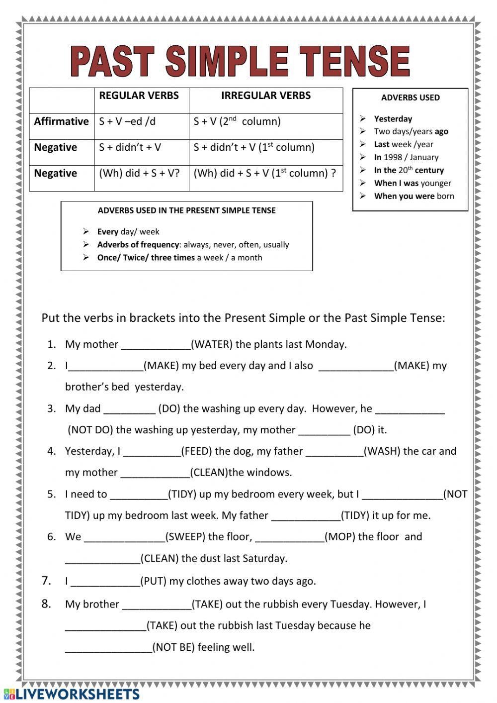 Grade 4 Past Tense Worksheets Free Printables Worksheets