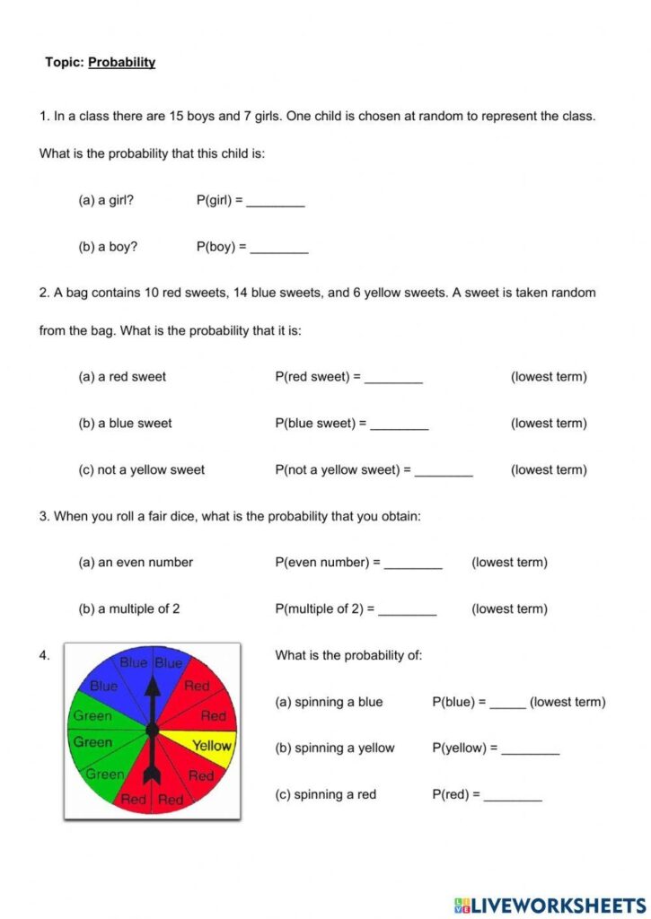 Grade 7 Ontario Math Probability PDF Editable Worksheets My