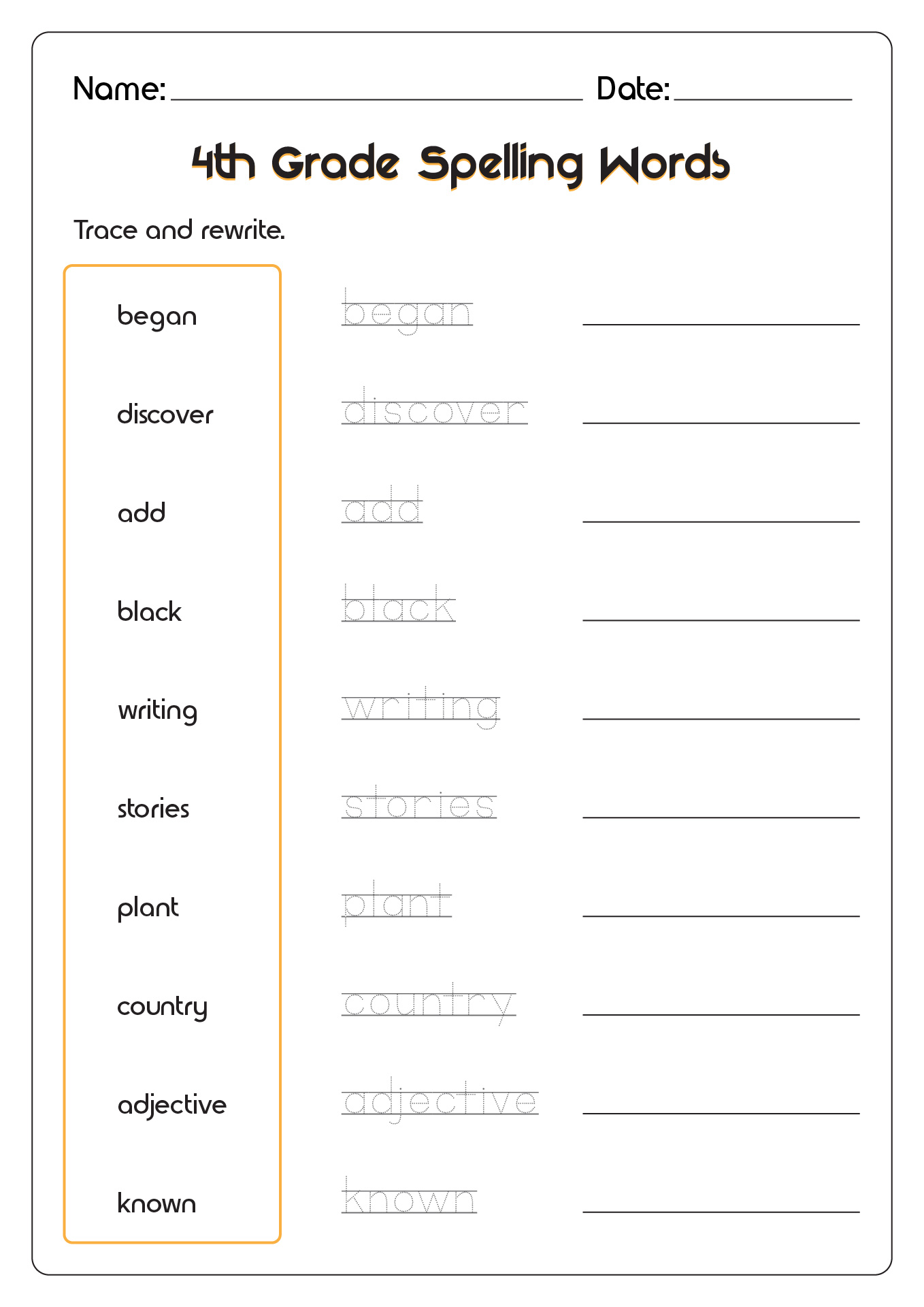 Grade Spelling List Worksheet At Hot Sex Picture