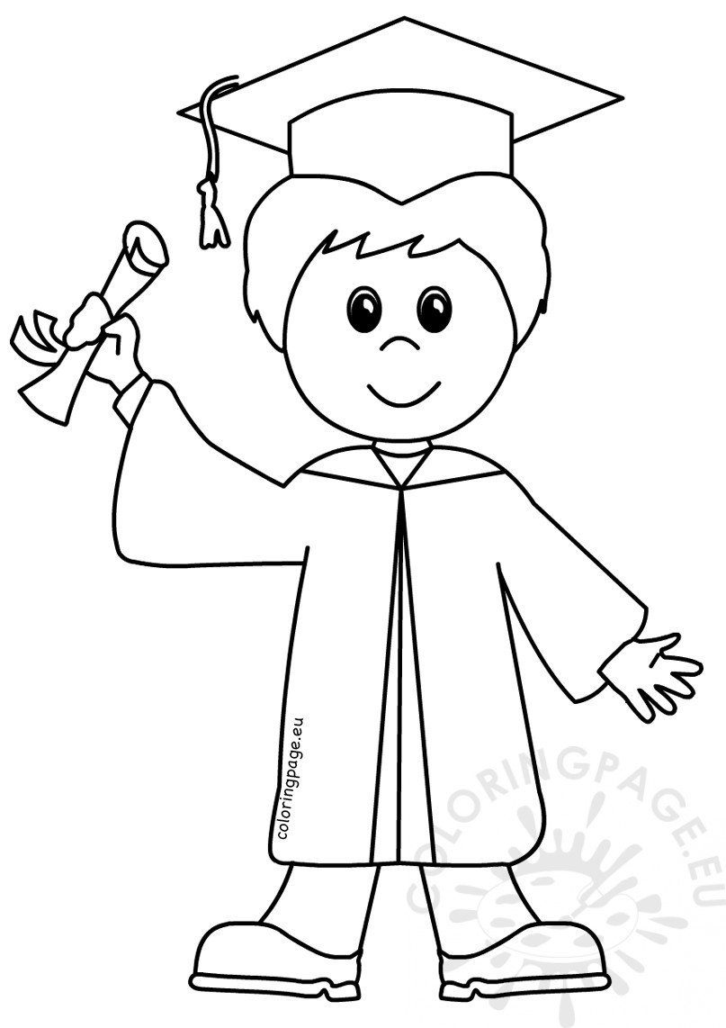 Graduation Boy Cartoon Coloring Page Coloring Page