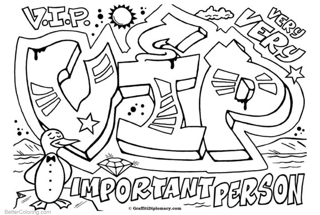 Graffiti Letters Coloring Pages VIP Free Printable Coloring Pages