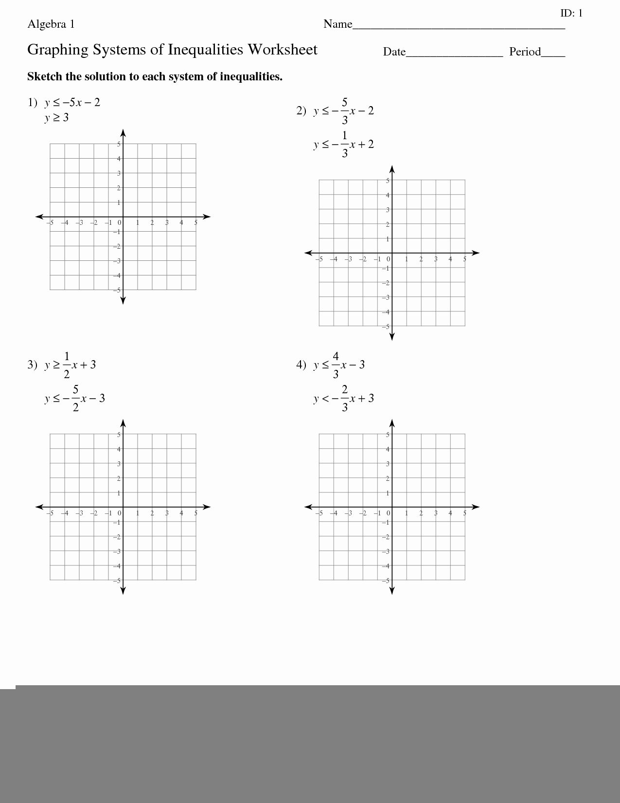 Graphing System Of Quadratic Inequalities Worksheet 