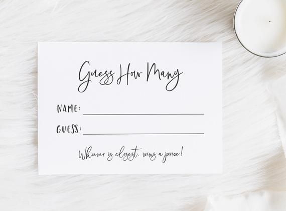 Guessing Game Cards Printable Guess Cards Guess How Many Bridal Shower