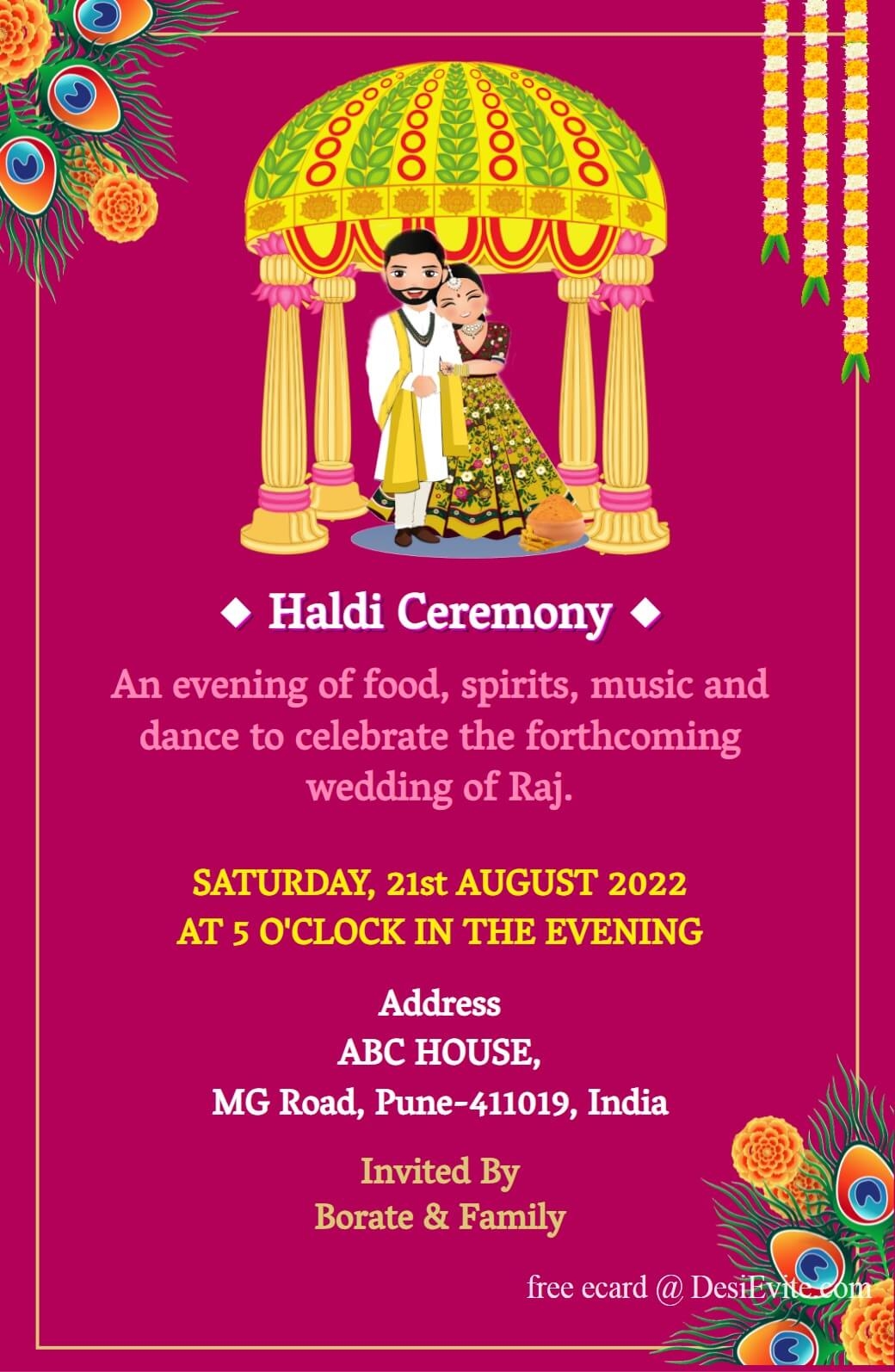 Haldi Ceremony Invitation Card Template Infoupdate