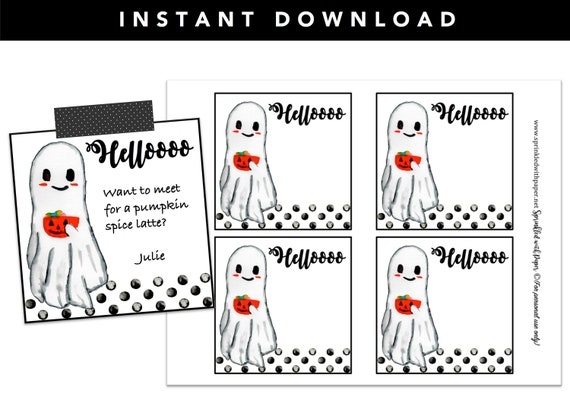 Halloween Note Cards INSTANT DOWNLOAD Printable Note Cards 