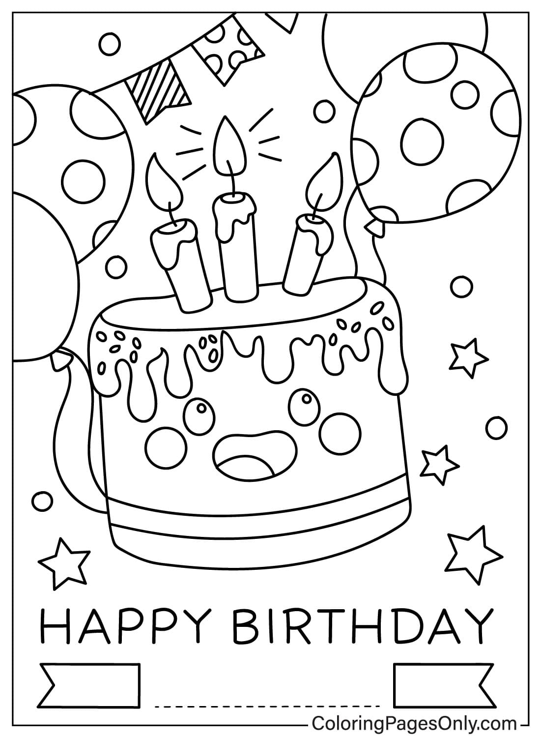 printable happy birthday card to color