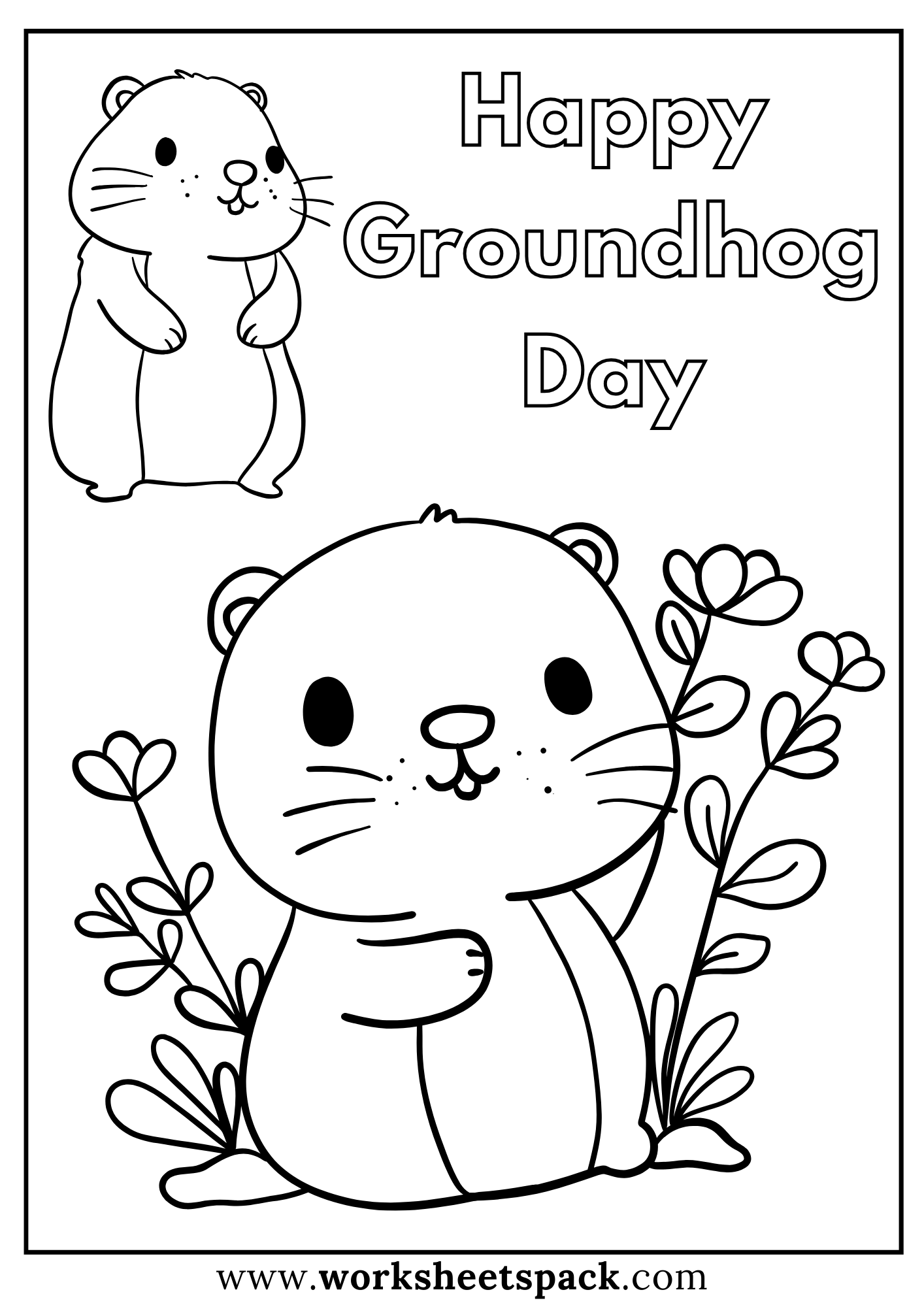 Happy Groundhog Day Coloring Pages Free Printable PDF Worksheetspack