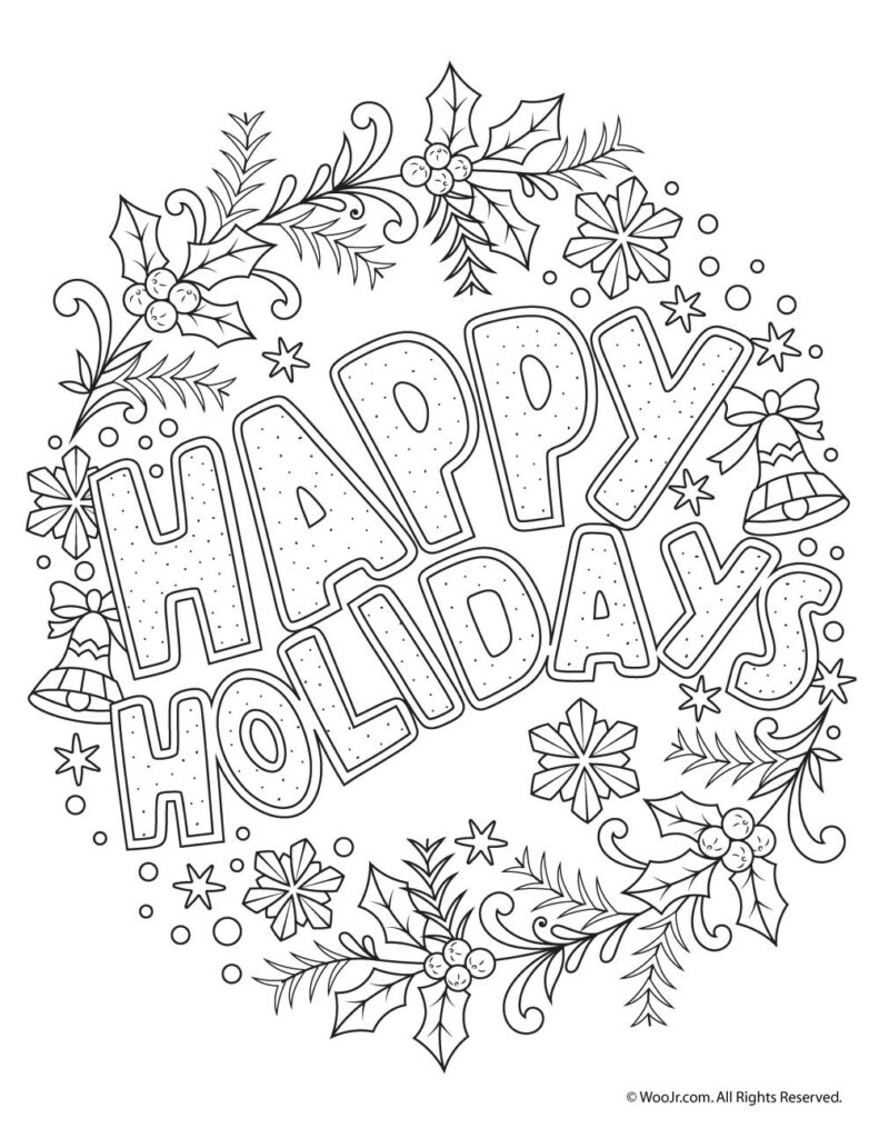 Happy Holidays Adult Coloring Freebie Woo Jr Kids Activities