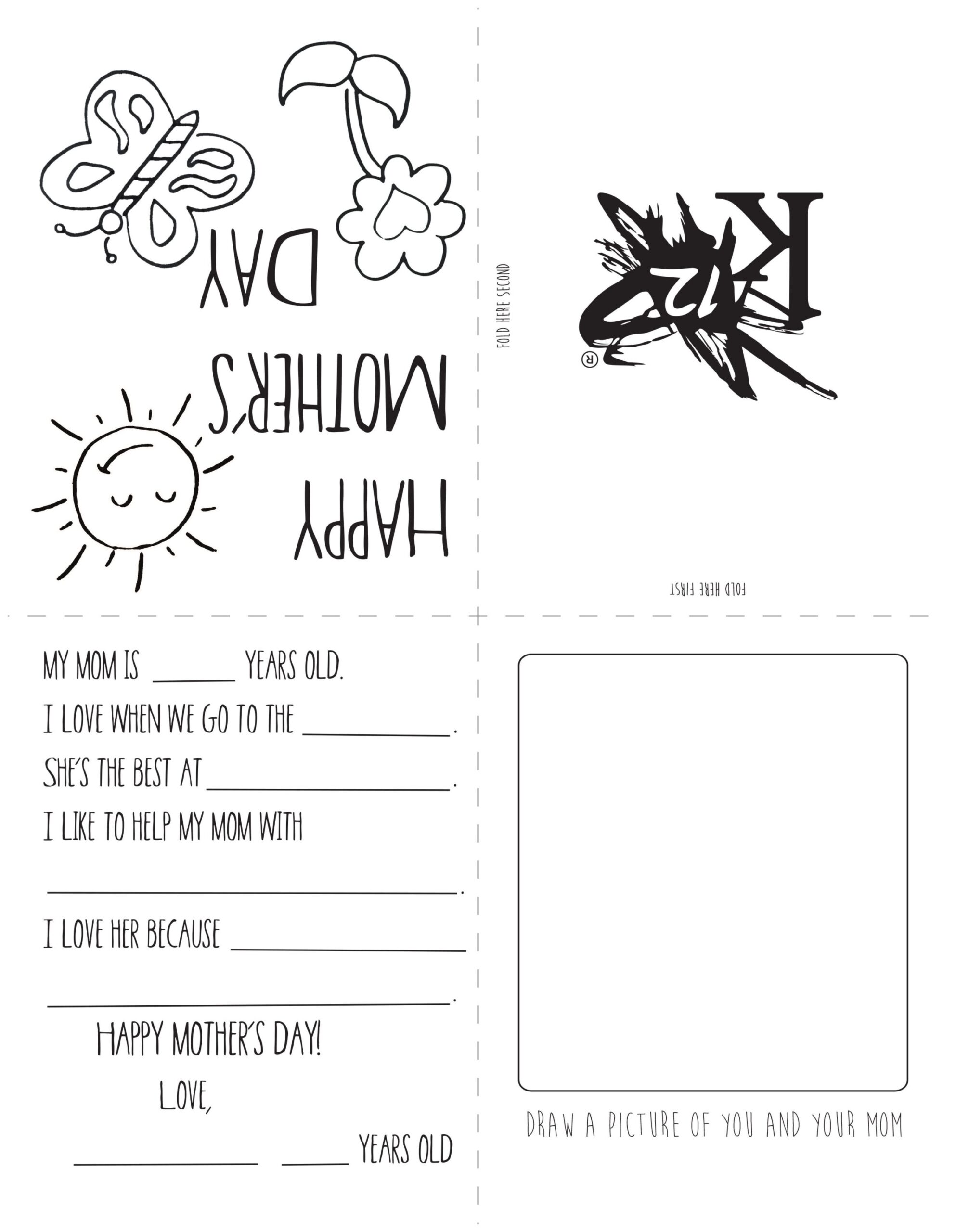 Happy Mothers Day Printable Card For Kids