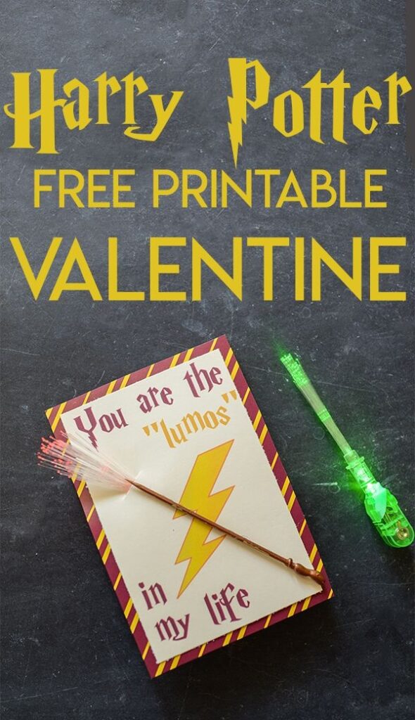 Harry Potter Themed Printable Valentine With A Yellow Lightning Bolt