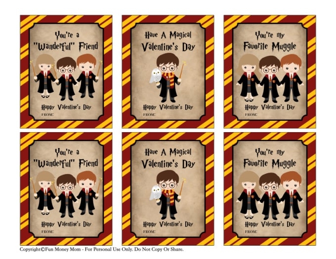 printable harry potter valentine cards