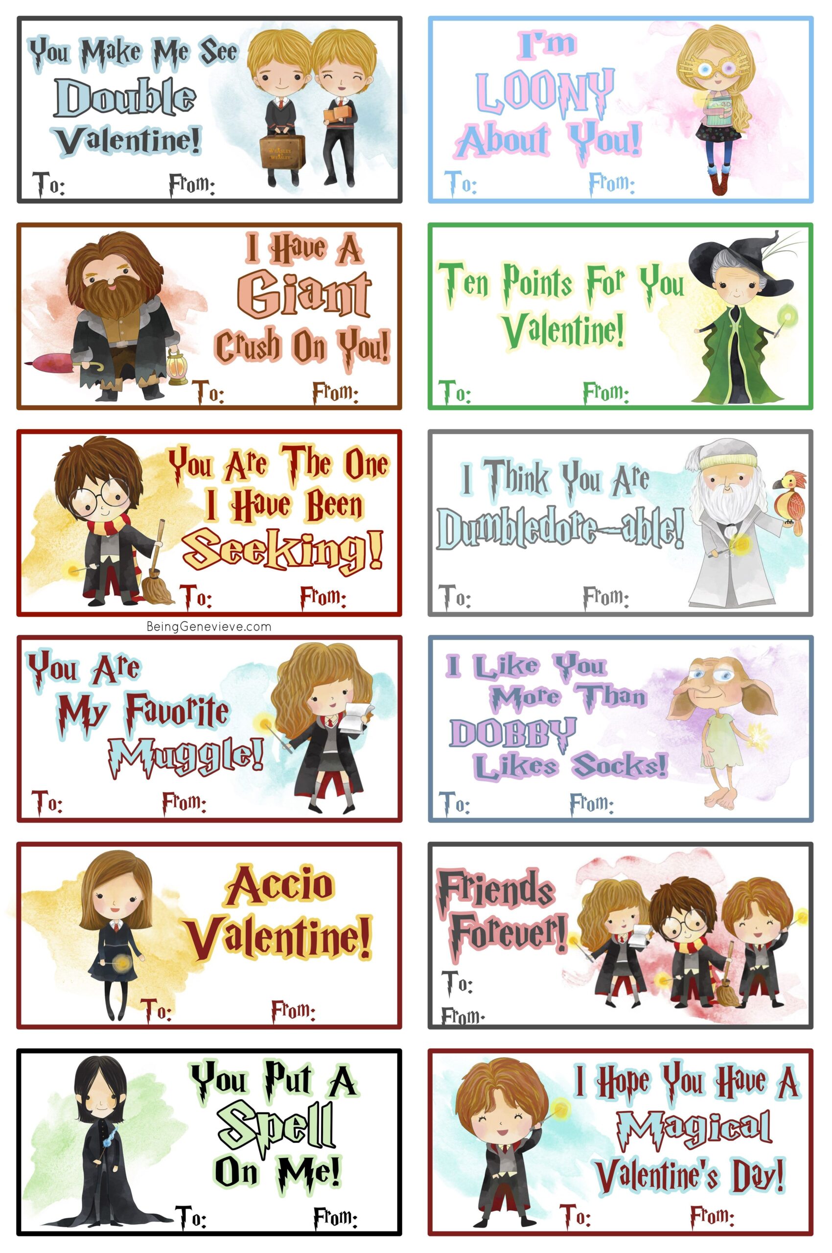 printable harry potter valentines cards